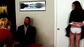 A BDSM girl is being spanked by her dominant daddy