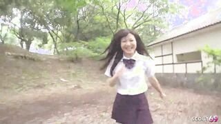 Petite Japanese teen 18 gets picked up by an old stranger and fucked rough