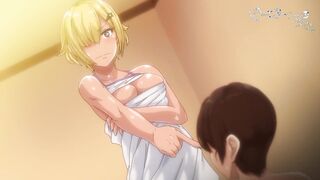 A blonde girl is caught in a compromising situation in this steamy hentai scene