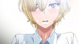 A blonde girl is caught in a compromising situation in this steamy hentai scene