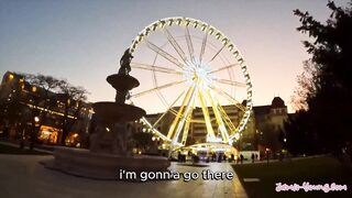 A petite German girl, Jamie Young, is riding a huge cock with great pleasure