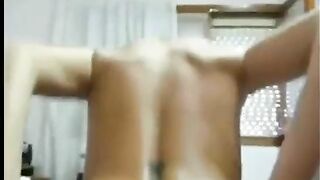 Blonde has an amateur threesome