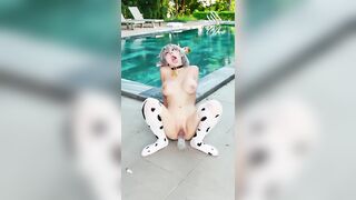 The busty Asian cosplayer got her pussy full of sticky sperm after riding her dildo