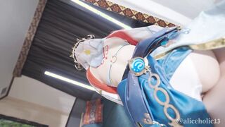 A cosplay girl Ahcos Nilou got fucked after working