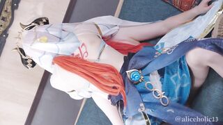 A cosplay girl Ahcos Nilou got fucked after working