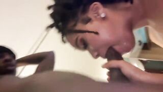 Hot ebony wife gets her pussy smashed by a huge cock