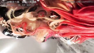 Redhead cosplay with intense intimacy and a passionate finish for women