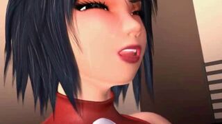 Busty anime slut gets her asshole gapped by a huge dick