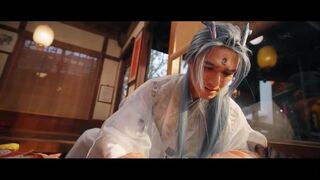 Asian foursome sex with hardcore POV blowjob action